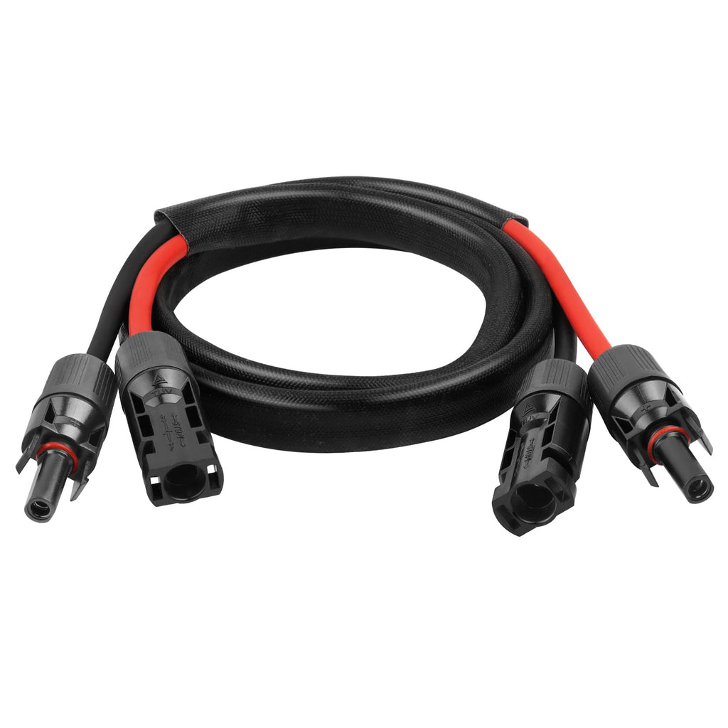 8AWG Solar Cable - 15FT Solar Panel Extension Cord 8 Gauge PV Wire with Flame Retardant Protective Sleeving Female & Male Waterproof Connector for RV, Photovoltaic Systems, Solar Panels (15 Feet)