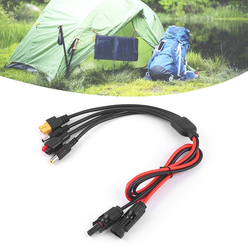 4 in 1 Solar Panel Extension Cable for 30A DC5521/7909/XT60 Connector 12AWG-16AWG IP68 PV Wire for Power Stations