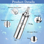 24V DC Solar Deep Well Pump,260W Submersible Water Pump,131FT Lift,Solar Powered Water Pump for Industrial, Irrigation and Home Use (20.8, Liters Per Minute)