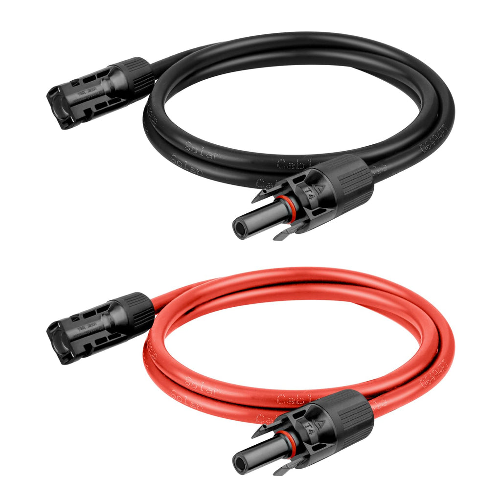 8 AWG Solar Extension Cable 50FT Black + 50FT Red, 8 Gauge Solar Panel Wire Male to Female Tinned Copper Wire for Solar Panel, Automotive, RV, Boat, Outdoors