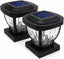 Home Zone Security Solar Post Cap Lights - Decorative Glass LED Outdoor Fits 3.5 x 3.5 in. Post Lights, Black (2-Pack)