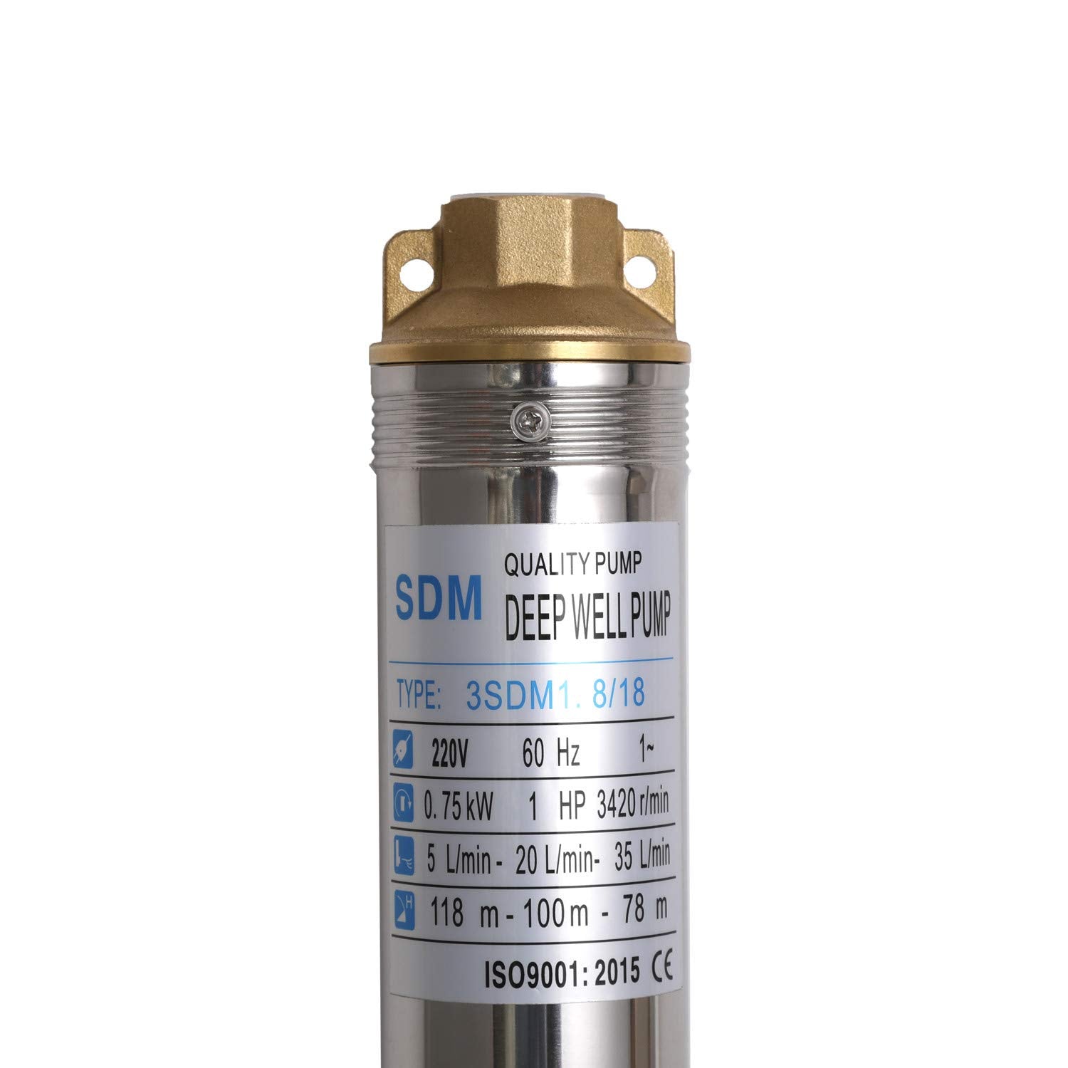 SHYLIYU Submersible Pumps 3" OD Pipe 220-240V/60HZ 0.75KW 1HP Stainless Steel 1" Outlet Submersible Bore Pump Deep Well Pump with Control Box for Farm Irrigation