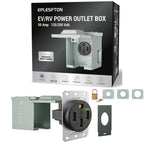 Nema 14-50 EV Outlet with Wall Plate Kit, Heavy Duty 50 amp EV Charging Straight Blade Device Receptacle, 3-Pole 4-Wire Grounding, 50A 125/250V,ETL Listed,Black