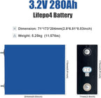 3.2v 280AH LiFePO4 Deep Cycle Grade A Battery Cells