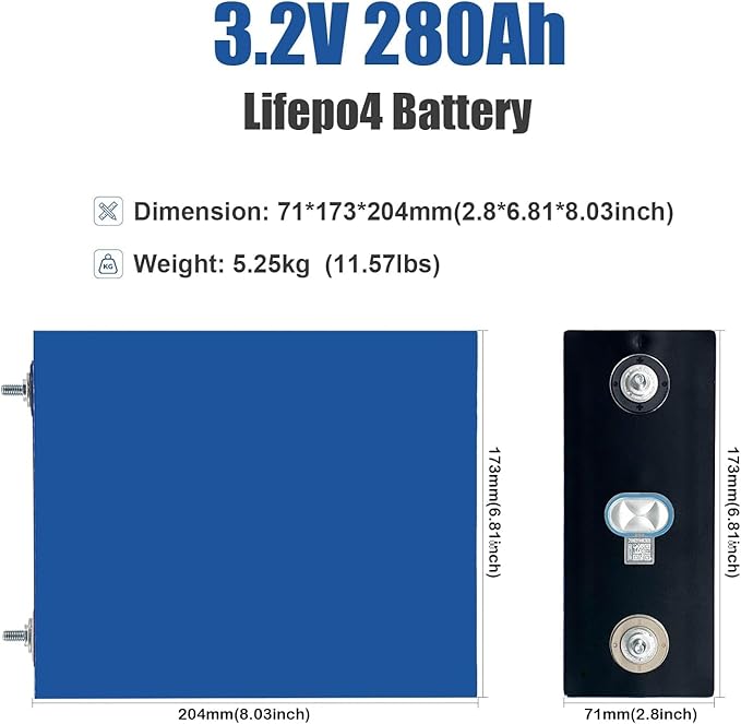 3.2v 280AH LiFePO4 Deep Cycle Grade A Battery Cells