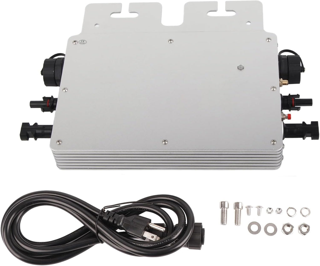 800W Solar Inverter Control Automatic Identification Power Inverters DC to AC 120V 230V Solar Grid Tie Micro Inverter(Silver US Plug)