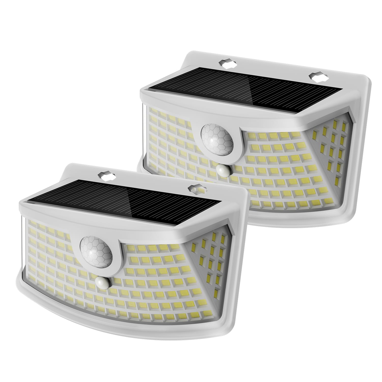 Aootek New Solar Motion Sensor Lights 120 LEDs with Lights Reflector,270° Wide Angle, IP65 Waterproof, Step Lights for Front Door, Yard, Garage, Deck (Black, Daylight White, 6-Pack)