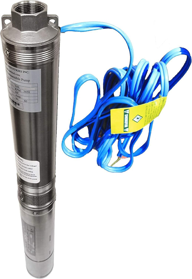 Hallmark Industries MA0419X-12A Deep Well Submersible Pump, 2 HP, 230V, 35 Gpm, 420 feet, Stainless Steel Hover Image