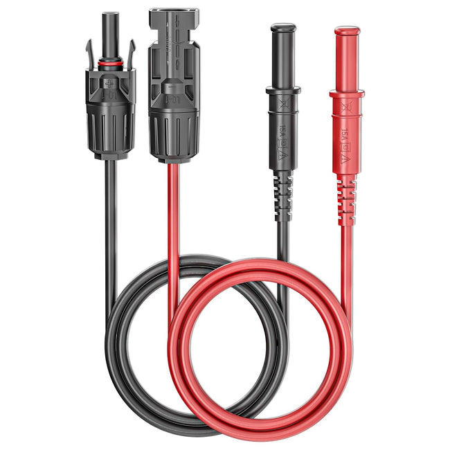 Goupchn Safety Banana Plugs to Solar Connectors Silicone Test Leads 2PCS Red Black 3.3ft Solar Test Cables Wires 1000V/15A for Photovoltaic Solar Panel System Hover Image