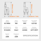 Pjerjzn Solar Panel Connector 2 to 1 Solar Y Branch Solar Panel Splitter 2 Way 1000V FMM+MFF Y Branch Solar Panel Parallel Connectors for Parallel Connection Between Solar Panels (1 Pair 2 to 1)