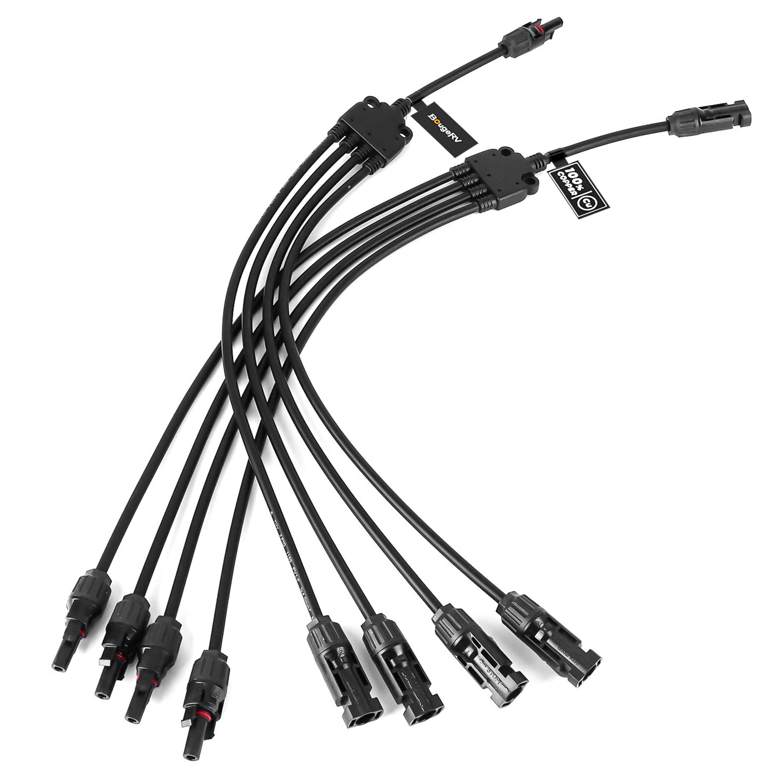 BougeRV Solar Connectors Y Branch Parallel Adapter Cable Wire Plug Tool Kit for Solar Panel