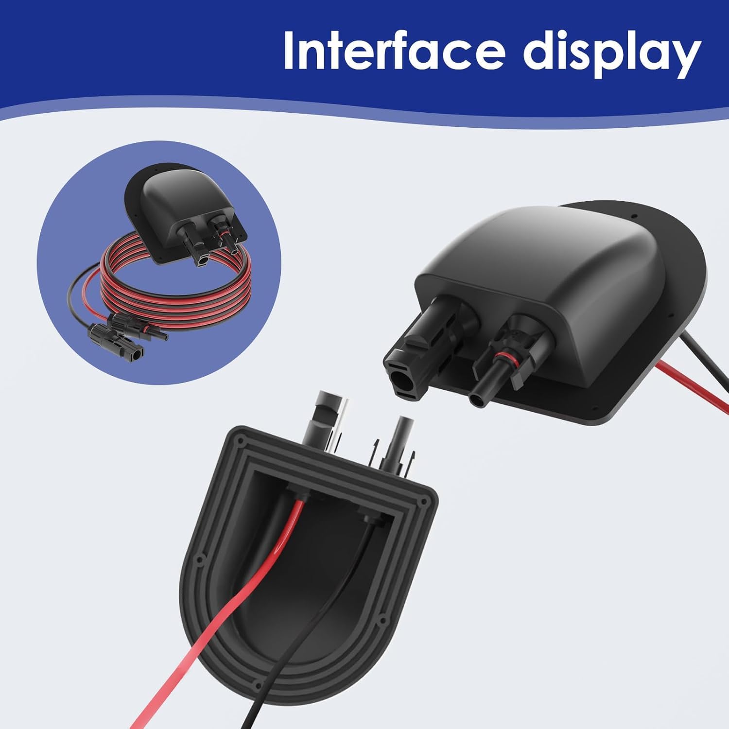 TerraSitze Waterproof Solar Cable Gland Entry Housing Solar Junction Box Fit for roof Panels on RV Boat, Camper, Van, Building, Garage, Shack, with 10Ft 10AWG Solar Extension Cable Connector