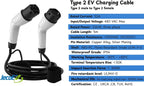 Type 2 - Type 2 Fast Charging EV Cable / 32A / 3 Phase / 5M Length / 22kW