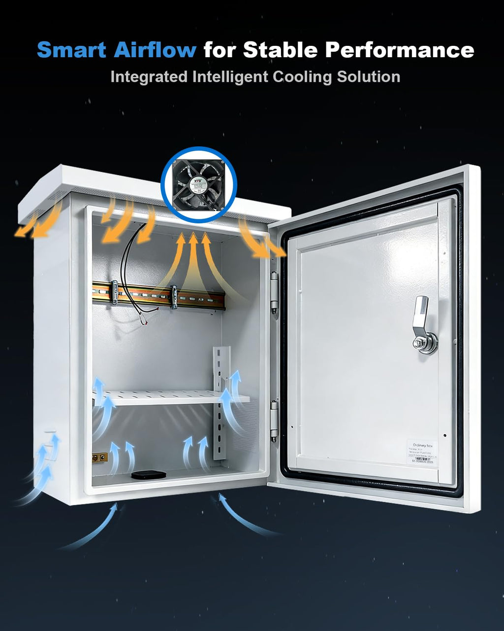 Outdoor Electrical Box Enclosure,19.7" x 13.8" x 9.4", 1.2mm Thick Galvanized Steel,Integrated Ventilation & Cooling Fan,Secure Weather-Resistant Project Box,Wall/Pole Mount