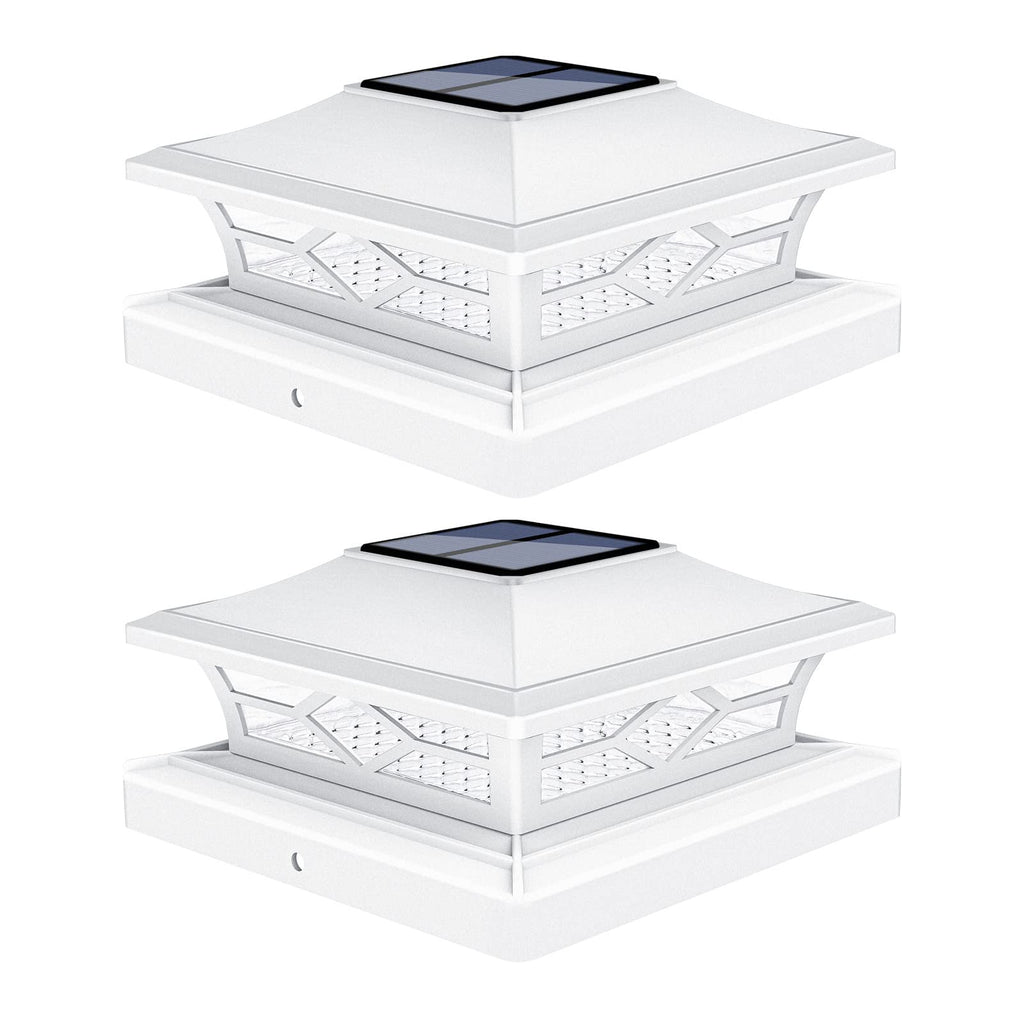 VOLISUN Solar Post Cap Lights: 8 - Pack Outdoor Deck Post Cap Lights White for Dock Fence Waterproof 2 Color Modes,4x4/6x6 Wooden/Vinyl Posts