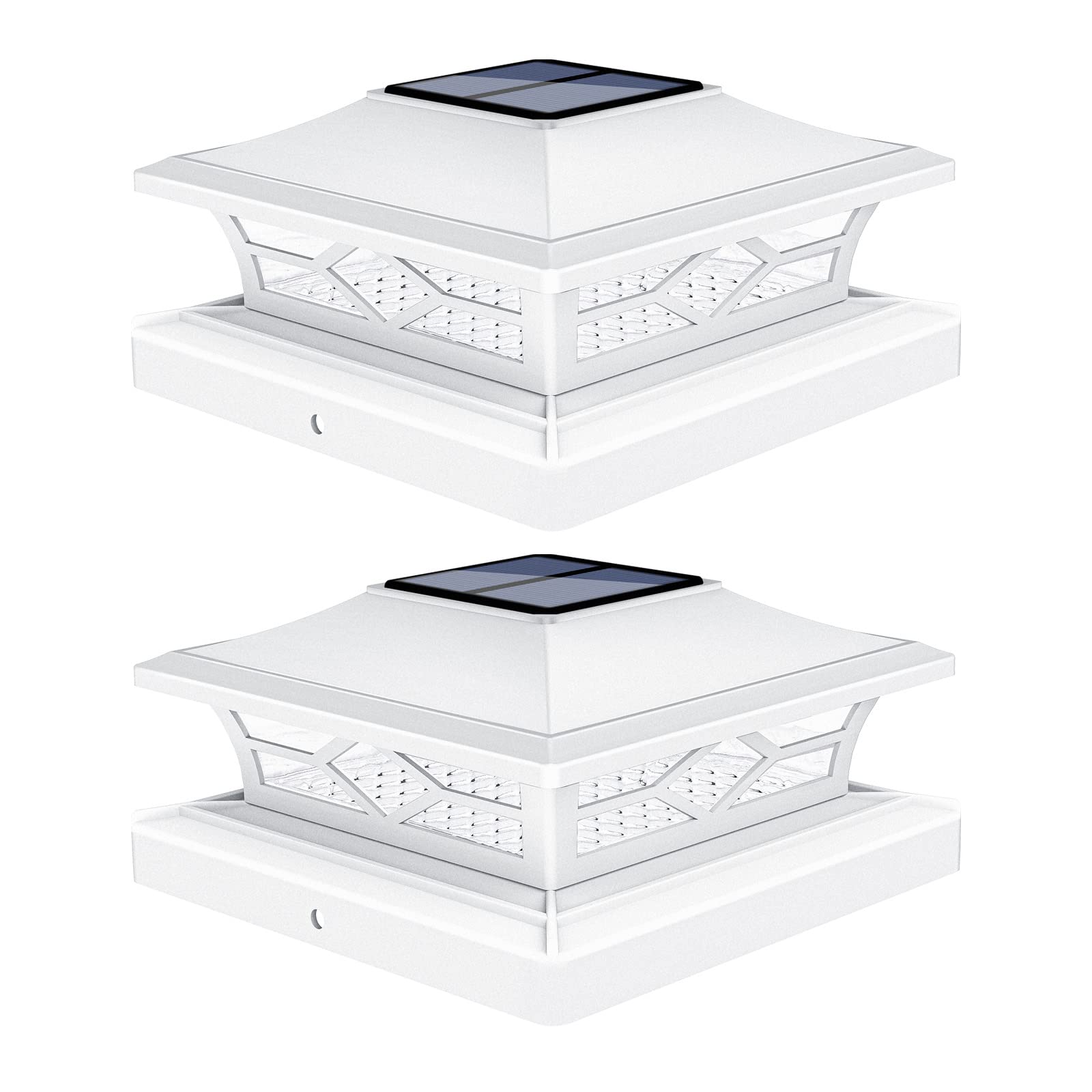 VOLISUN Solar Post Cap Lights: 8 - Pack Outdoor Deck Post Cap Lights White for Dock Fence Waterproof 2 Color Modes,4x4/6x6 Wooden/Vinyl Posts
