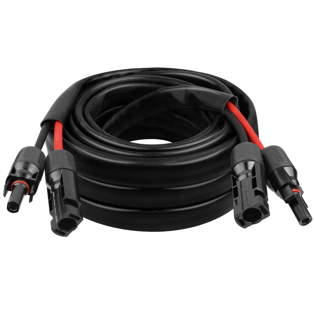 8AWG Solar Cable - 15FT Solar Panel Extension Cord 8 Gauge PV Wire with Flame Retardant Protective Sleeving Female & Male Waterproof Connector for RV, Photovoltaic Systems, Solar Panels (15 Feet)