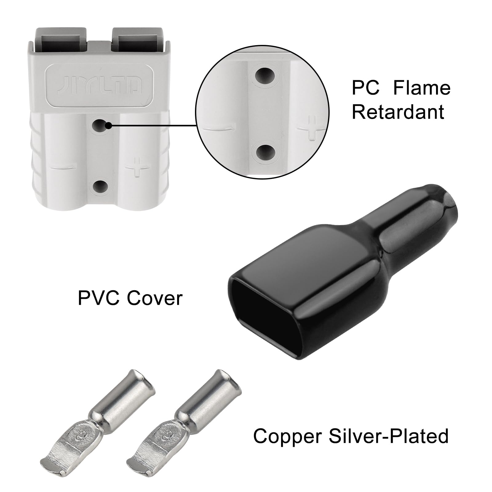 XRDS -RF 8AWG Tinned Copper Wire with Anderson-Style 50A Connectors 2FT, Heavy-Duty Battery Extension Cable for Solar Panel, Inverter, and RV Applications