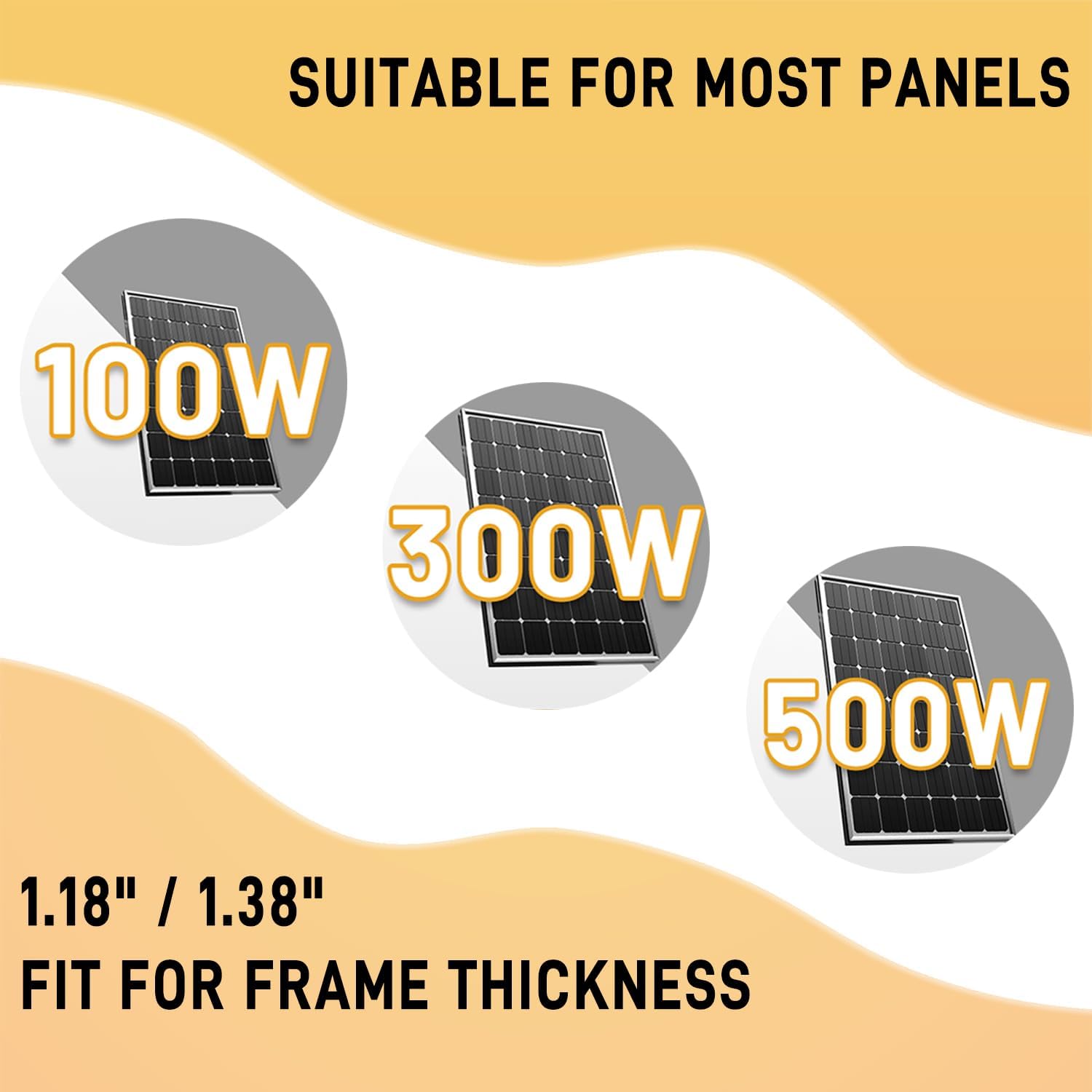 Solar Panel Mounting Brackets, Roof Mount Kit, Rails and Clamps Included for Thickness 1.18”-1.38”, 4pcs in A Row Assembly on Tin, Flat and Sheet Rooftop, Aluminum Alloy