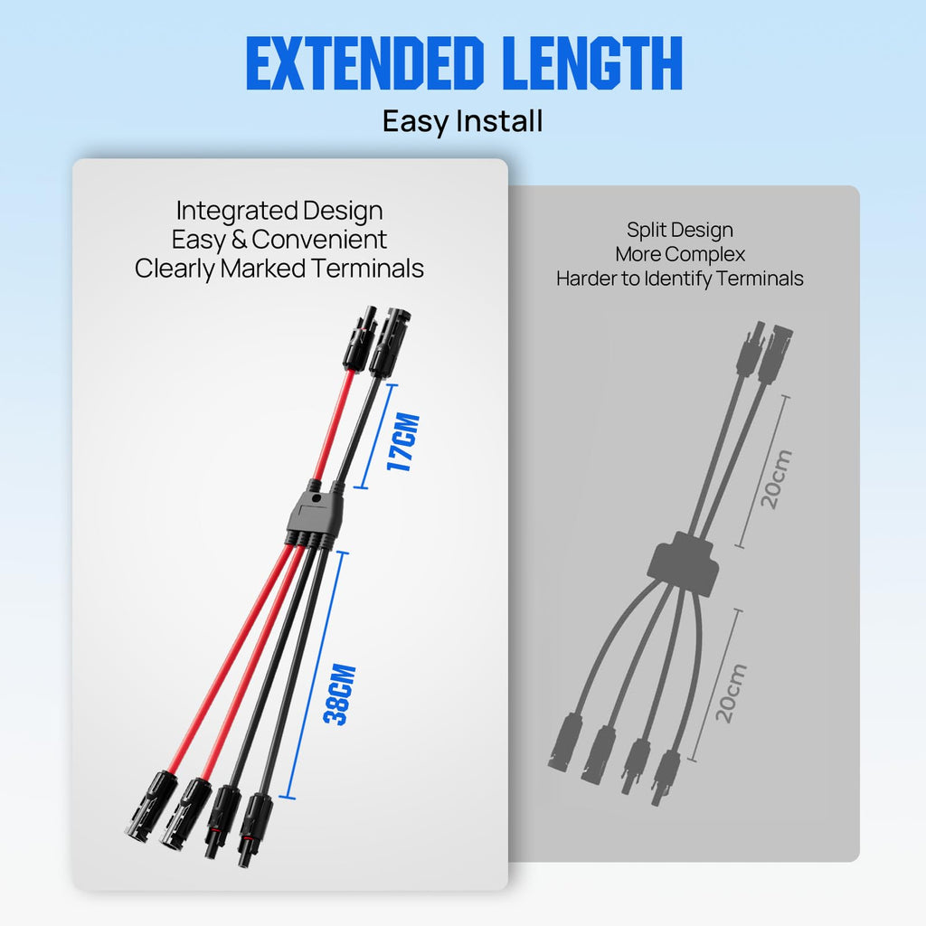 ECO-WORTHY Integrated Solar Connector 2-4 Y Branch Parallel PV Adapter Cable Wire Plug Tool Kit for Solar Panel(M/FF+F/MM)