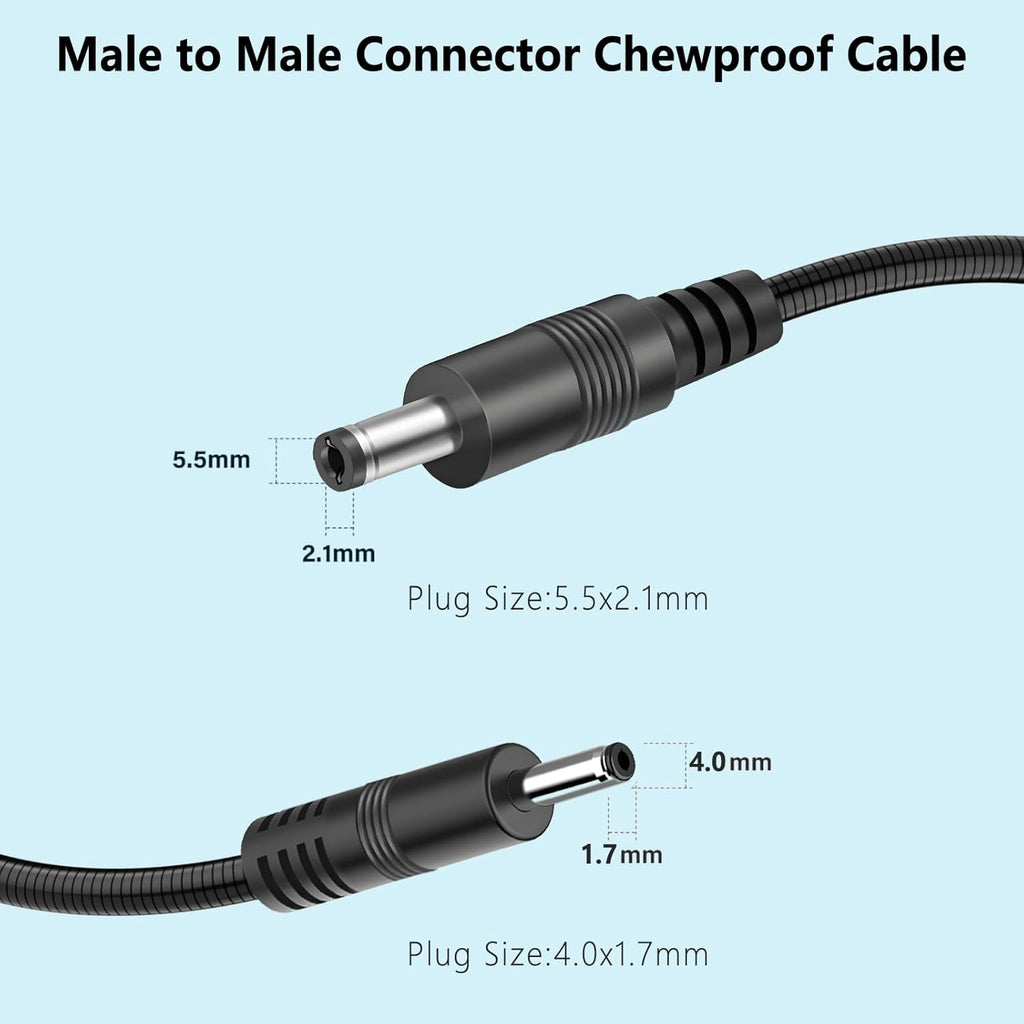 Solar Panel Dedicated Connection Cable 5.5x2.1mm to 4.0x1.7mm Male to Male DC Power Cord Perfectly Compatible with Tactacam Reveal/Moultrie/Wild Fun Camera 1-Meter Durable Extension Cable（2pcs
