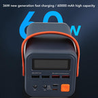 Power Station with 60000mAh Lithium Battery - Portable Bidirectional Fast Charging for Outdoors Camping and Emergency Blackout(Grey)