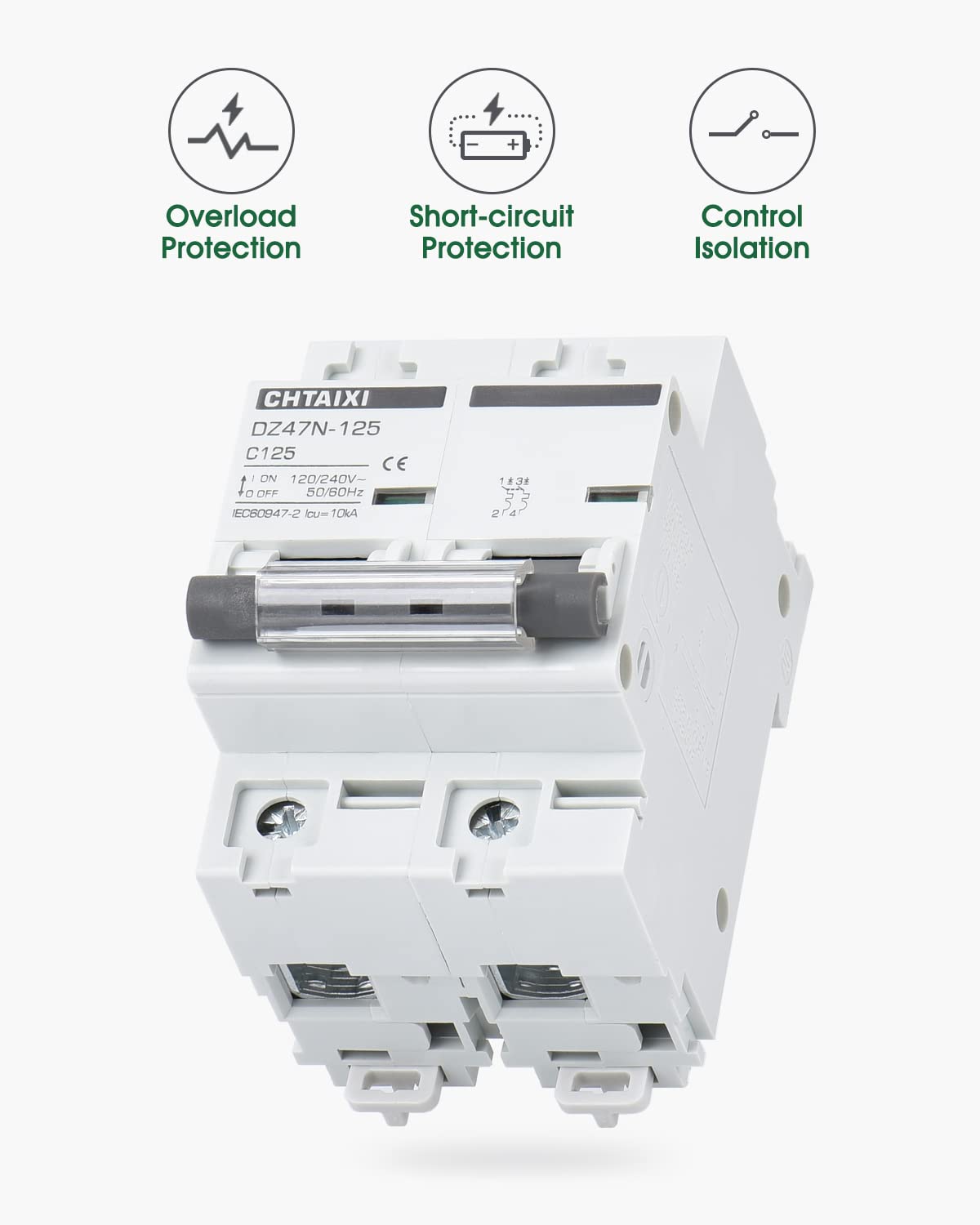 Chtaixi AC Miniature Circuit Breaker, 100 Amp 120V/240V 2 Pole