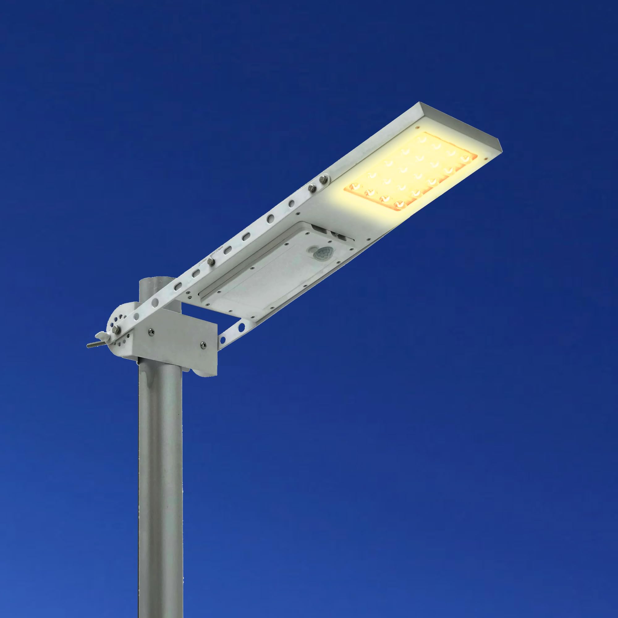 Alpha 1080X Solar Street Light Motion Sensor 3-Mode Street Lamp Dusk to Dawn Dimmable Waterproof Max Pole Diameter 3", Cool White LED