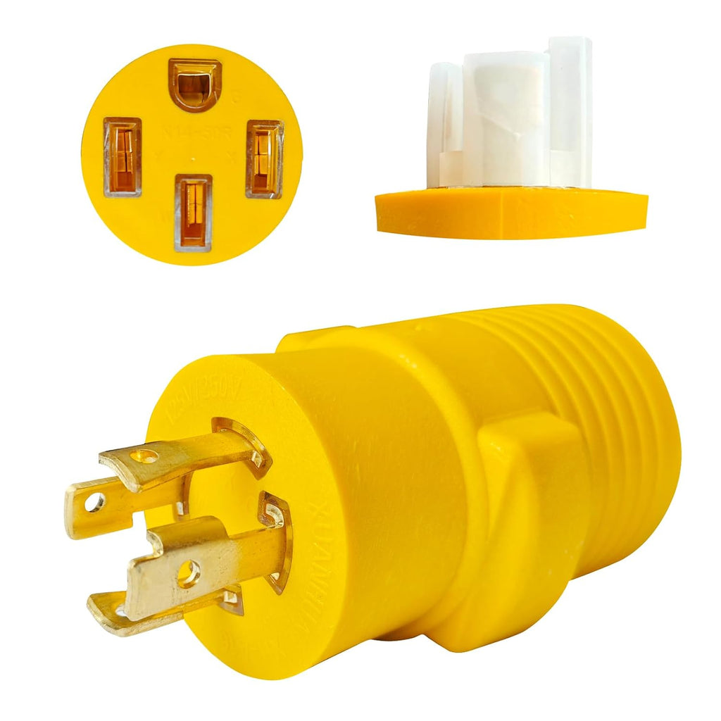 RV Generator Adapter, 30 Amp to 50 Amp Twist Locking Generator , Heavy Duty for RV Trailer Camper Generator EV Tesla Level 2 Charging (L14-30P to 14-50R)