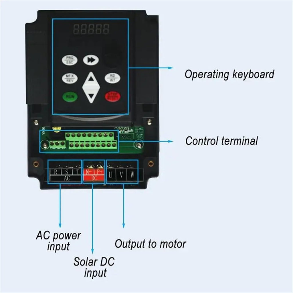 380v 11kw VFD Solar Variable Frequency Drive Inverter DC to AC Submersible Pump deep Well(Solar 1.5kw 2hp)
