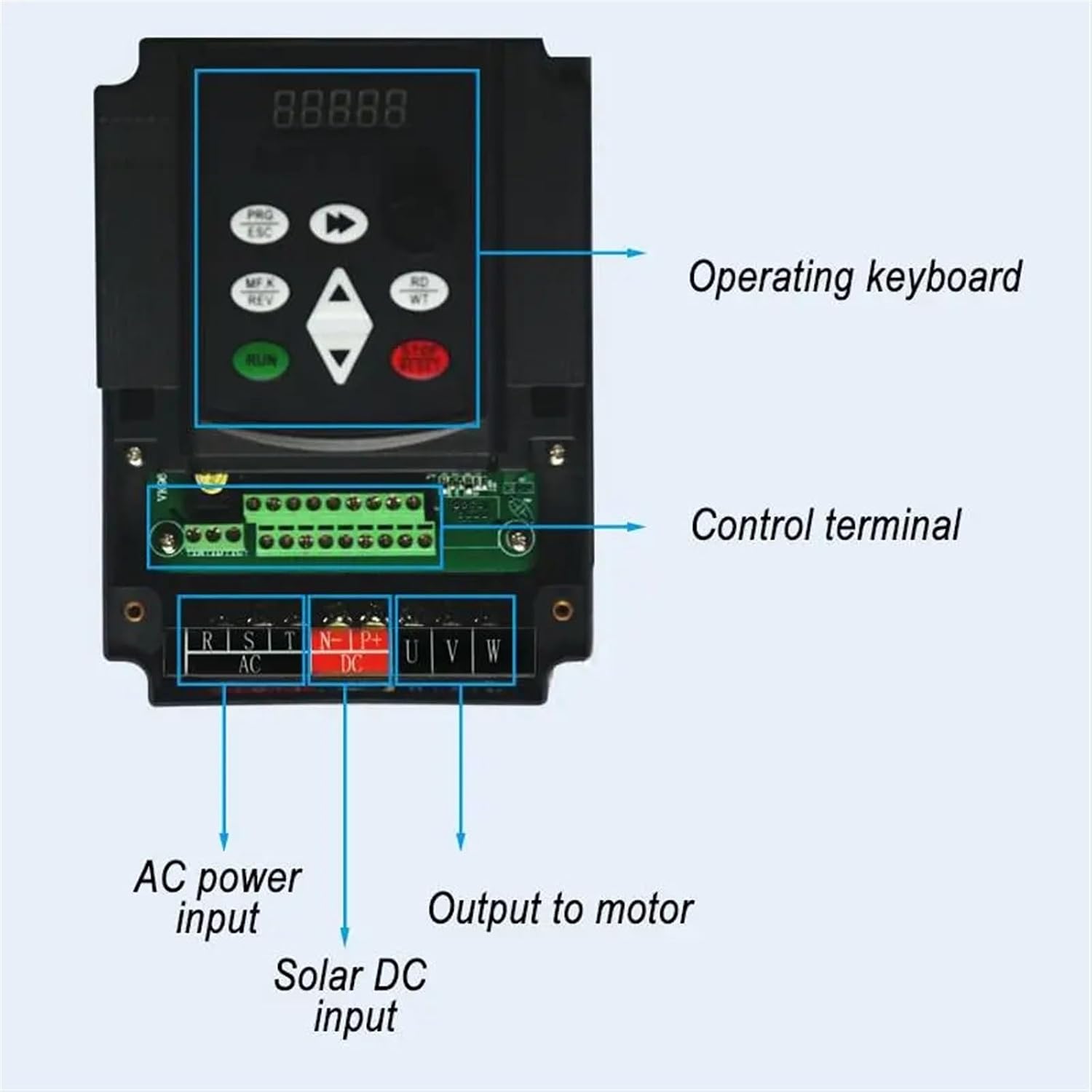 380v 11kw VFD Solar Variable Frequency Drive Inverter DC to AC Submersible Pump deep Well(Solar 1.5kw 2hp)