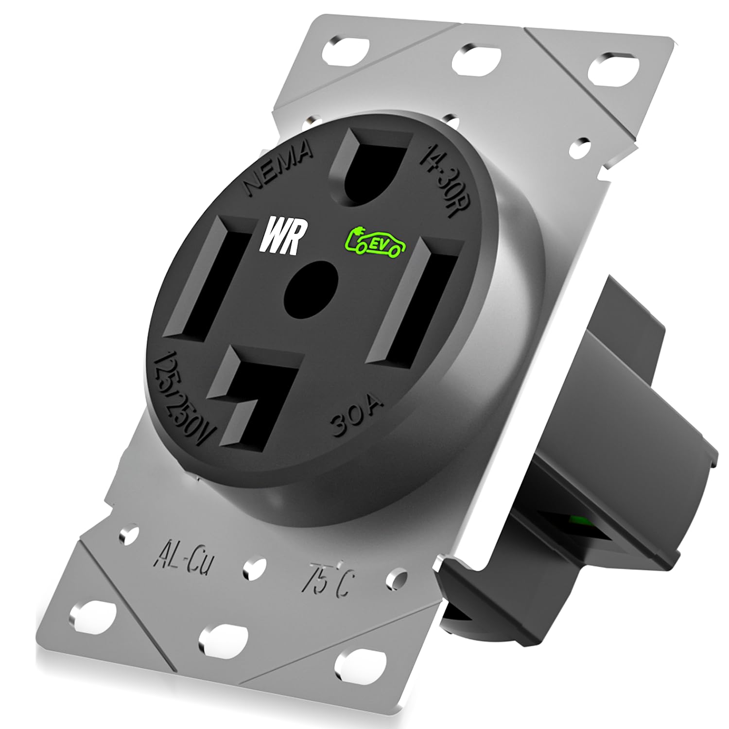 30 Amp EV Charging Straight Blade Device Receptacle/Outlet, Weather-Resistant NEMA 14-30R Heavy Duty, Industrial Grade, 3-Pole 4-Wire Grounding, 30A 125/250V, ETL Listed,Black