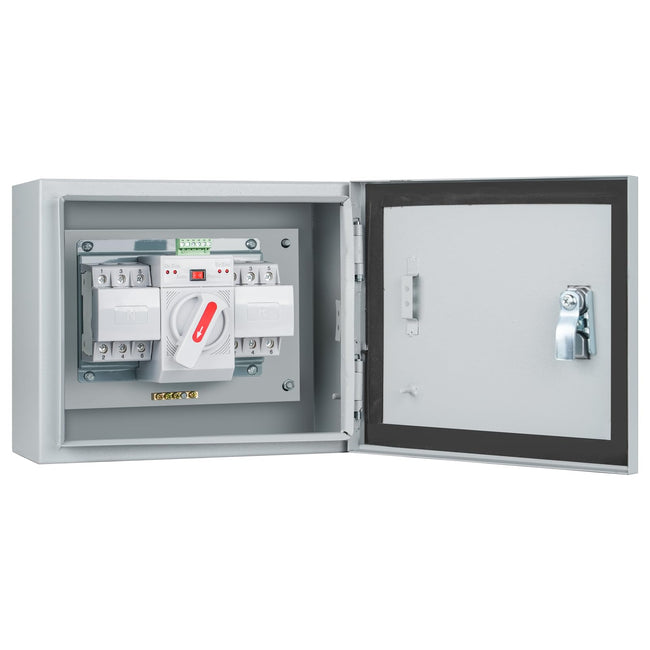 125 Amp 3P Dual Power Automatic Transfer Switch, 120/240V Generator Changeover Switch, with Metal Electrical Box for Outdoor and Indoor Hover Image