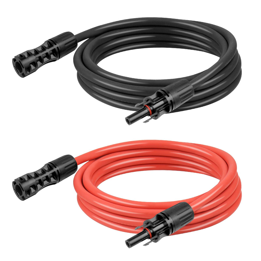 8 AWG Solar Extension Cable 50FT Black + 50FT Red, 8 Gauge Solar Panel Wire Male to Female Tinned Copper Wire for Solar Panel, Automotive, RV, Boat, Outdoors