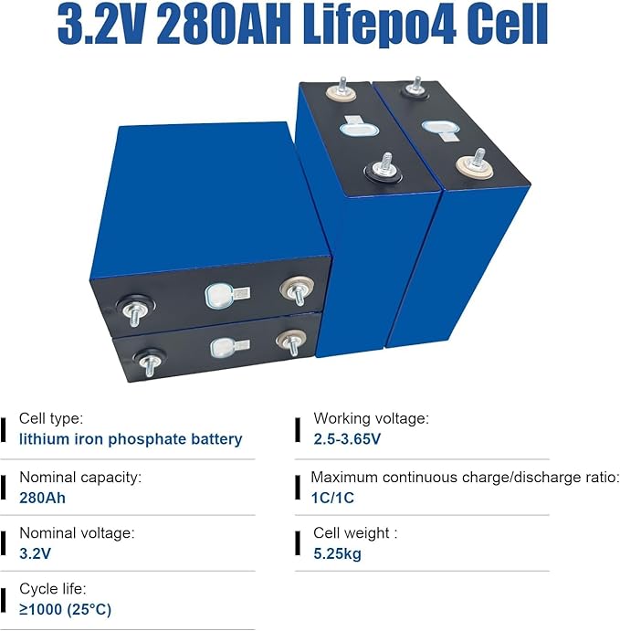 3.2v 280AH LiFePO4 Deep Cycle Grade A Battery Cells