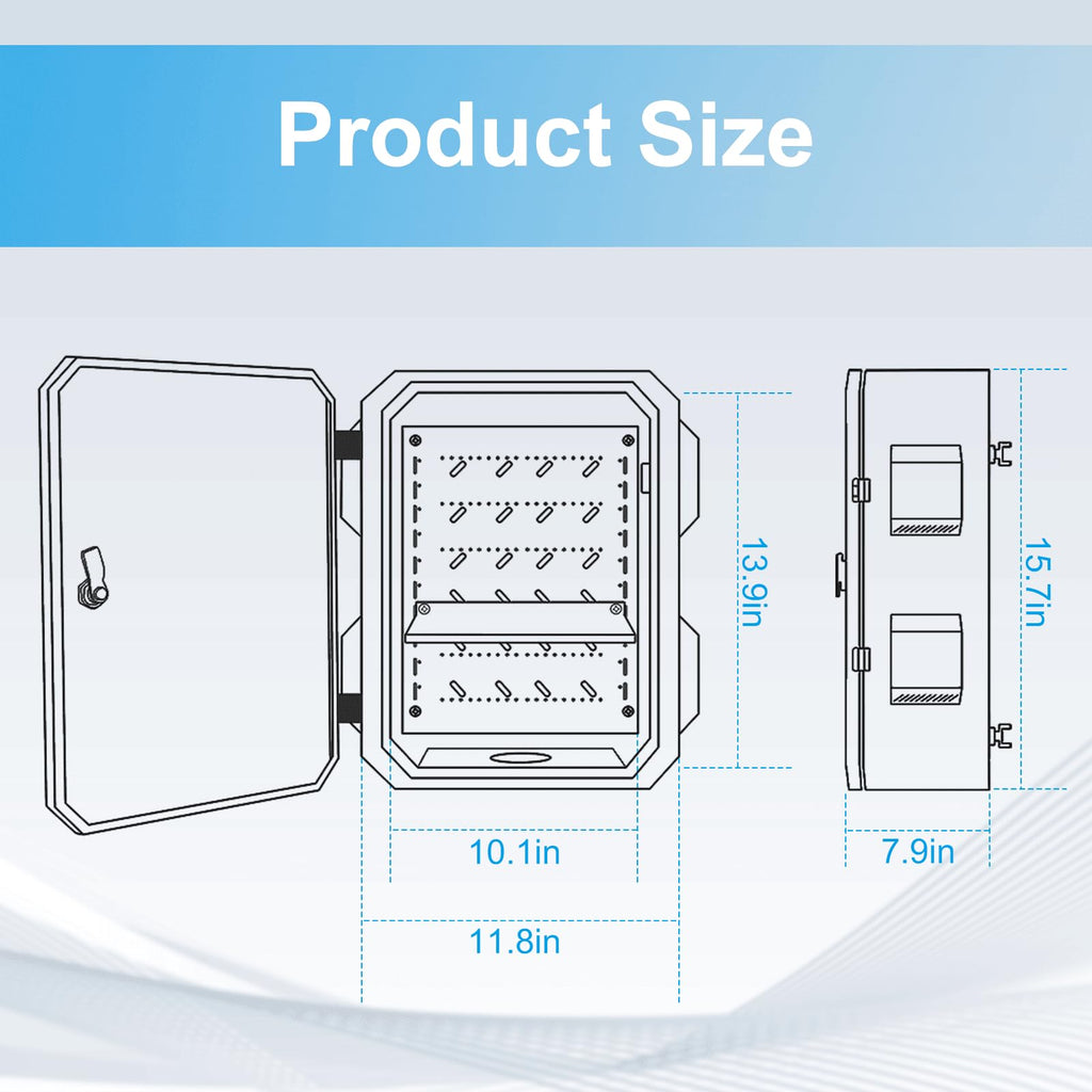 Outdoor Electrical Box with Thermostat and Fan, Cold-Rolled Steel Plate, Aluminum Alloy Back Beam, One-Piece Ventilation Design, IP65 Waterproof, Wall/Pole Mounted. (15.7" x 11.8" x 7.9")