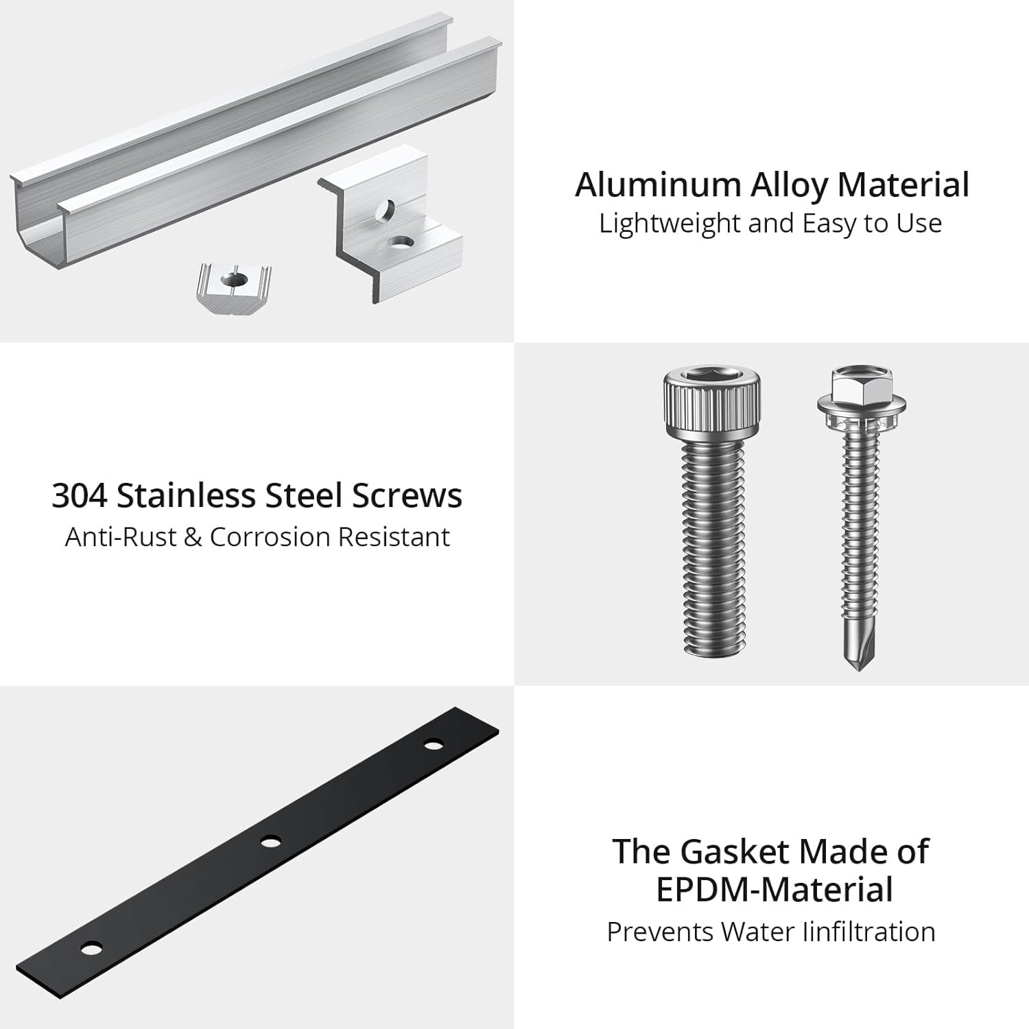 Anbte Solar Panel Bracket Kit, 6 Pcs 7.87 in Aluminium Solar Panel Mounting Rail 30mm/35mm Solar Panel End Clamps, Solar Panel Brackets for Metal Roof, Tin Roof, Flat Roof, Sheet Roof, RV, Silver