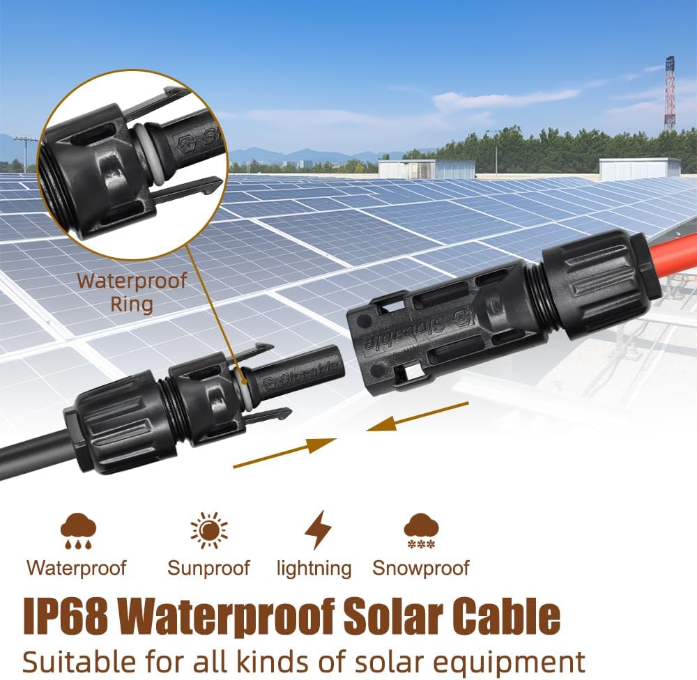 8AWG Solar Panel Extension Cable,1500V IP68 Solar Wire with PV Female and Male Connector, Great for RV, Home, Boat & Solar Panel Systems(20Ft)