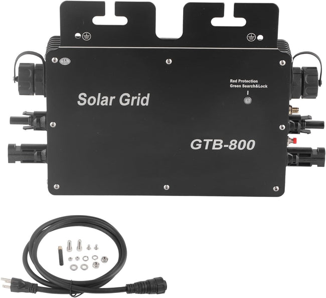 800W Solar Grid Tie Micro Inverter, Control Automatic Identification Power Inverters DC to AC Solar Inverter 120V 230V(Black US Plug) Hover Image