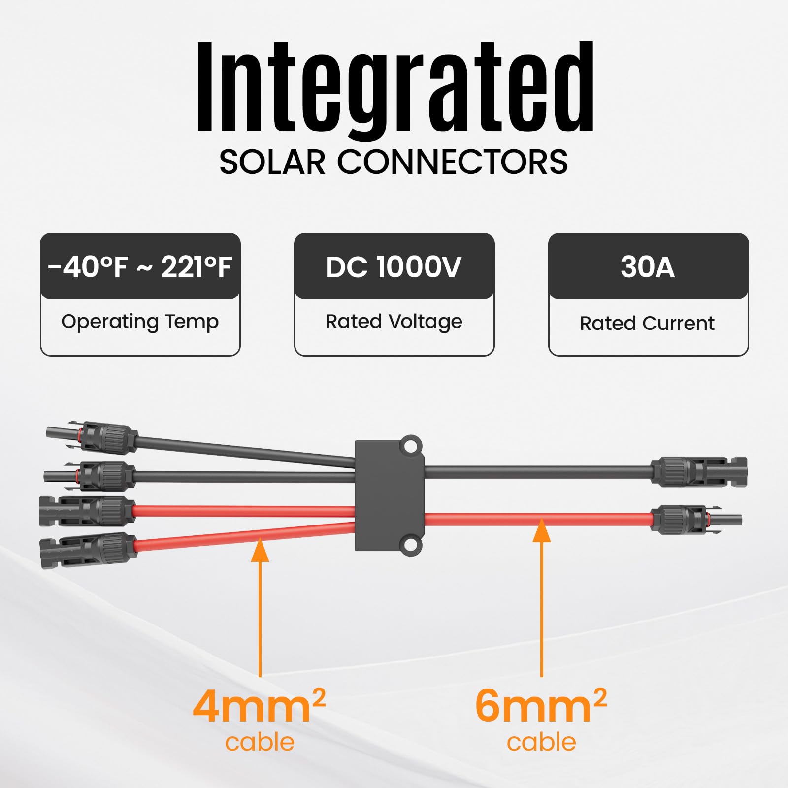 Pjerjzn Solar Panel Connector 4 to 2 Solar Y Branch Connectors PV Panels Parallel Connectors Kit Adapter Waterproof Wire Plug Tool for Solar Panel(1 Pcak MF/FFMM)