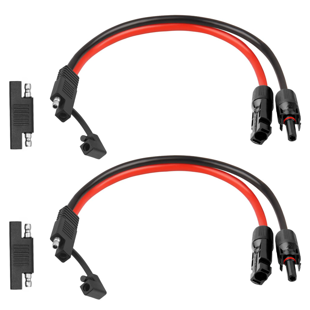 XRDS -RF 10AWG SAE to Solar Panel Connector Cable 1FT 2PCS, Heavy-Duty Tinned Copper, Solar Extension Cable with SAE Polarity Reverse Adapter for Solar Power Systems and Battery Connections