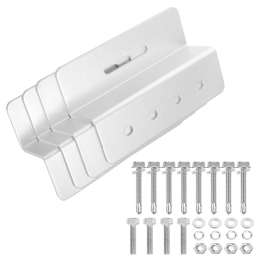 Solar Panel Mounting Brackets,4PCS Aluminum Z Brackets Kit with Hex & Self-Tapping Screws for RV Roof,Boat,Van,Camper-Easy Install,Waterproof