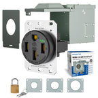 Nema 14-50 EV Outlet with Wall Plate Kit, Heavy Duty 50 amp EV Charging Straight Blade Device Receptacle, 3-Pole 4-Wire Grounding, 50A 125/250V,ETL Listed,Black