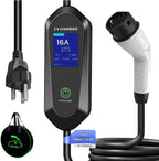 Portable Electric Car Charger Type 2 with NEMA 5-15 Plug, 8-16Amp,110VAC, Delayed Charging 1-12hr, 5m(16.4ft)