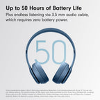 Beats Solo 4 - Wireless Bluetooth On-Ear Headphones, Apple & Android Compatible, Up to 50 Hours of Battery Life - Slate Blue (Renewed)