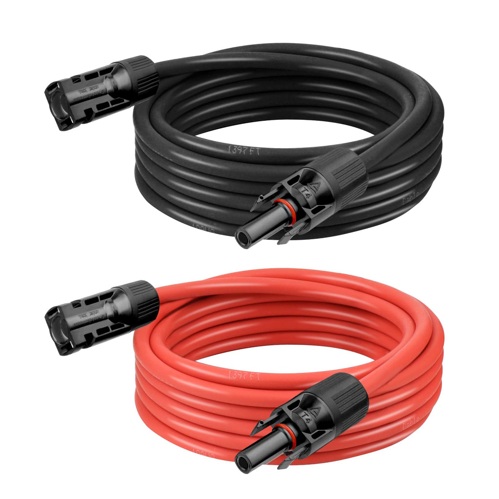 8 AWG Solar Extension Cable 50FT Black + 50FT Red, 8 Gauge Solar Panel Wire Male to Female Tinned Copper Wire for Solar Panel, Automotive, RV, Boat, Outdoors