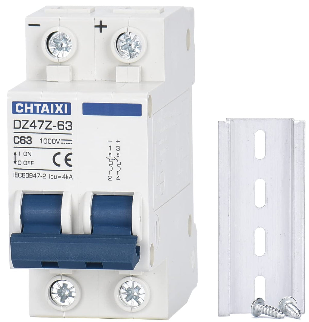 CHTAIXI DC Miniature Circuit Breaker, 2 Pole 1000V 63 Amp