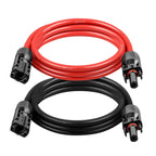 10AWG Solar Extension Cable 2FT – 2 Pack Red & Black PV Wire with Solar Connectors, 84-Strand Tinned Copper, Dual XLPE Insulated, Outdoor UV-Resistant Cable for RV, Inverter, Battery