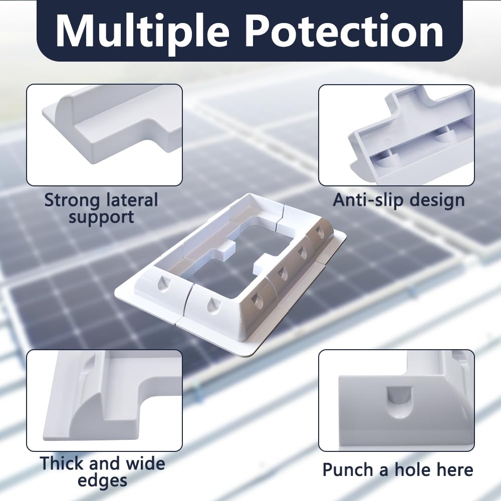Trisinger Solar Panel Mounting Brackets, PC Corner Bracket Solar Panel Roof Drill-Free Mount for RV, Boats (2pcs-Side mounting Bracket)