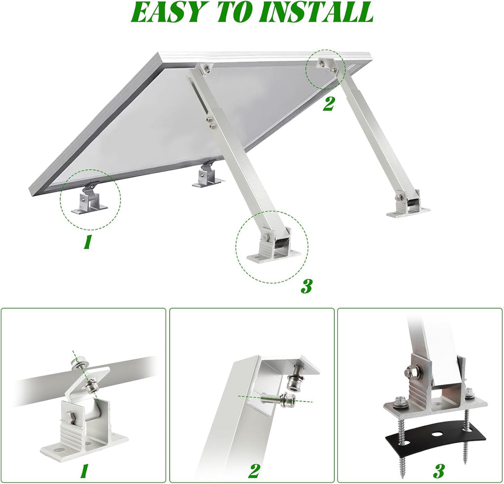 Solar Panel Mounting Brackets, 2 Sets Adjustable Solar Panel Tilt Mount Brackets, 14-27IN Adjust Solar Panel Rack, Support up to 100-450 Watt Mounting Bracket Set, Portable Stand for Roof RV Boat